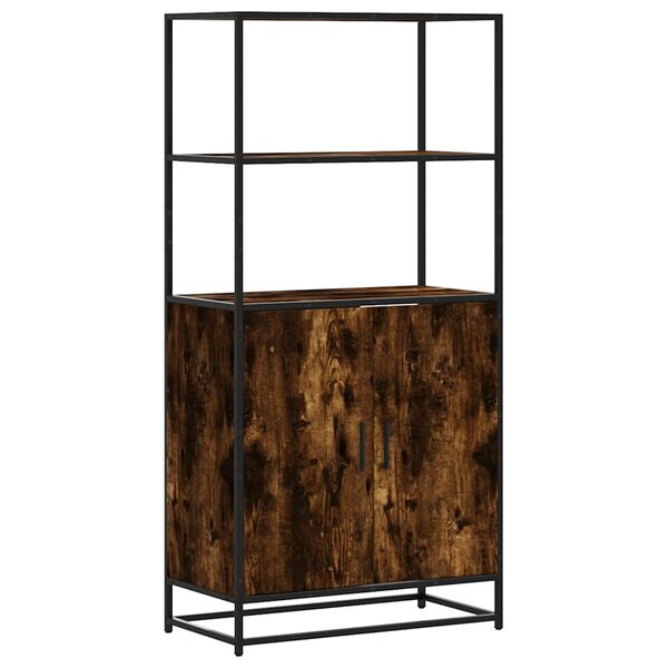 vidaXL Buffet haut chêne fumé 68x35x139 cm bois d'ingénierie métal