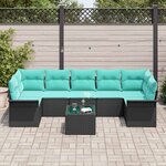vidaXL Ensemble de canapé de jardin 8 Pièces Noir Poly rotin
