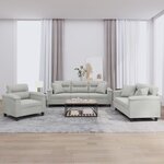 vidaXL Ensemble de canapés 3 Pièces coussins Gris clair Tissu microfibre