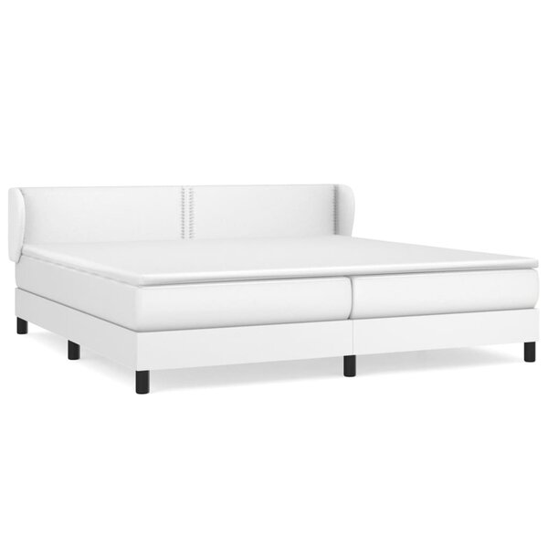 vidaXL Sommier à lattes de lit avec matelas Blanc 200x200cm Similicuir