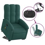 vidaXL Fauteuil inclinable de massage Vert foncé Tissu