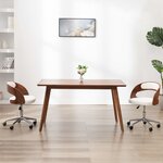 vidaXL Chaise pivotante de bureau Blanc Bois courbé et similicuir