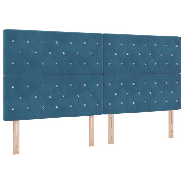 vidaXL Tête de lit avec boutons en cristal tufté bleu foncé 200 cm en velours