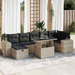 vidaXL Salon de jardin 5 Pièces avec coussins gris clair résine tressée