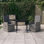 vidaXL Ensemble à manger de jardin avec coussins 3 Pièces Gris