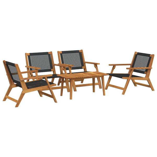 vidaXL Chaises de jardin avec table 5 Pièces Noir 90 x 45 x 40 cm