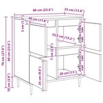 vidaXL Armoire de rangement 3 Pièces Chêne noir 60 x 35 x 70 cm