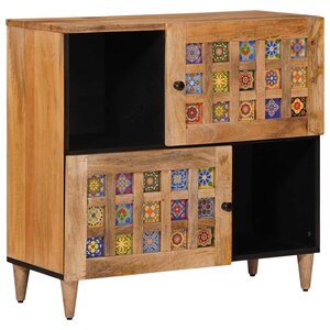 vidaXL Buffet avec porte Naturel 80 x 33 x 75 cm Bois de mangue massif