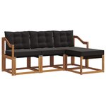 vidaXL Ensemble de canapés d'extérieur 4 pc Naturel et Noir
