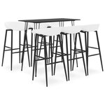 vidaXL Ensemble de bar 7 Pièces Noir et blanc