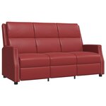 vidaXL Fauteuil inclinable à 3 places Rouge bordeaux Similicuir