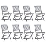 vidaXL Chaises pliables d'extérieur lot de 8 et coussins Bois d'acacia