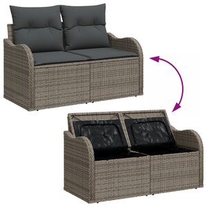 vidaXL Ensemble de canapé de jardin 9 pièces avec coussins gris en rattan synthétique