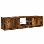 vidaXL Meuble TV avec lumières LED Chêne fumé 140x40x36 cm