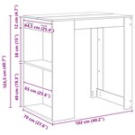 vidaXL Table de bar Chêne noir 102 x 70 x 103 5 cm Bois d'ingénierie