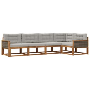 vidaXL Ensemble de canapés d'extérieur 5 pc Naturel et Gris clair