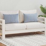 vidaXL Oreiller d'extérieur lot de 2 Impression rayure 60 x 40 cm Bleu