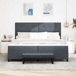 vidaXL Lit à Ressorts avec Matelas & Banc Gris Foncé 200x200 cm Velours