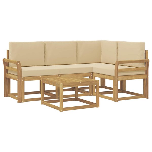 vidaXL Ensemble de canapés d'extérieur 5 Pièces Blanc et Beige