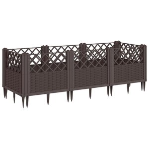 vidaXL Jardinière avec piquets marron 123 5x43 5x43 5 cm PP