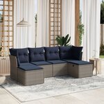 vidaXL Salon de jardin 6 Pièces avec coussins gris résine tressée