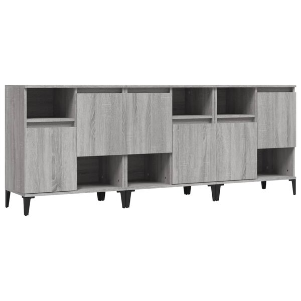 vidaXL Buffets 3 Pièces sonoma gris 60x35x70 cm bois d'ingénierie