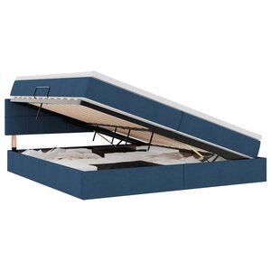 vidaXL Lit de rangement LED avec matelas Bleu 200 x 200 cm Tissu