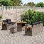 vidaXL Ensemble de canapé de jardin 8 Pièces Gris polyrotin