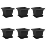 vidaXL Pots de plantes 6 Pièces Noir 38 x 38 x 30 cm Plastique