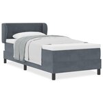 Lit à ressorts avec matelas gris foncé 90x200 cm en velours