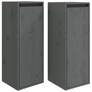 vidaXL Armoires murales 2 Pièces Gris 30x30x80 cm Bois de pin massif