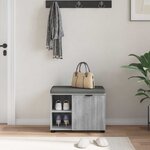 vidaXL Banc d'entrée avec coussin Uni Gris Sonoma 60 x 38 x 46 cm