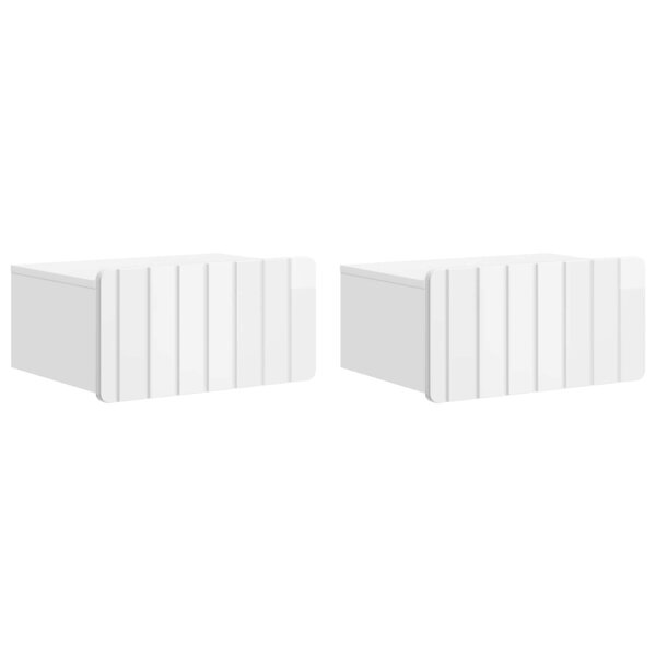 vidaXL Cabinet de chevet mural 2 Pièces Blanc brillant 49 x 34 5 x 24 cm