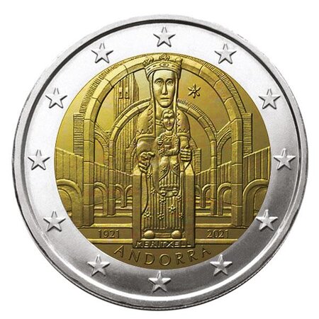 Pièce 2€ commémorative bu 2021 : andorre (couronnement de notre-dame de meritxell)