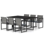 vidaXL Salon de jardin 7 Pièces avec coussins Résine tressée Gris