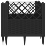 vidaXL Jardinière avec piquets noir 43 5x43 5x43 5 cm PP