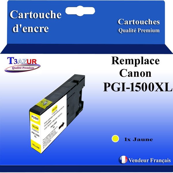 T3AZUR - Cartouche compatible avec Canon PGI1500XL PGI-1500 XL pour Canon Maxify MB-2050 MB-2150 MB-2155 MB-2350 MB-2750 MB-2755 - Jaune