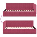 vidaXL Cadre de lit d'angle Rouge bordeaux 90 x 200 cm Velours