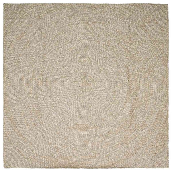 vidaXL Tapis de surface Carré Naturel et Blanc 240 x 240 cm Jute