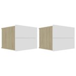 vidaXL Tables de chevet 2 Pièces Blanc et chêne sonoma 40x30x30 cm