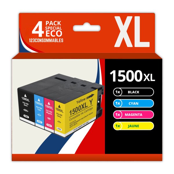 PGI-1500XL - Pack 4 cartouches compatibles Canon Maxify MB2150 MB2350 MB2750