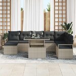 vidaXL Ensemble de canapé de jardin avec coussin 9 Pièces Gris clair