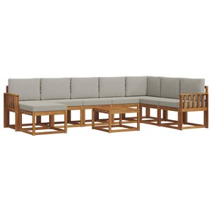vidaXL Ensemble de canapés d'extérieur 9 pc Gris Naturel et Clair