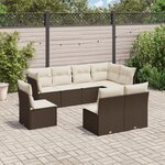 vidaXL Salon de jardin 8 Pièces avec coussins marron résine tressée