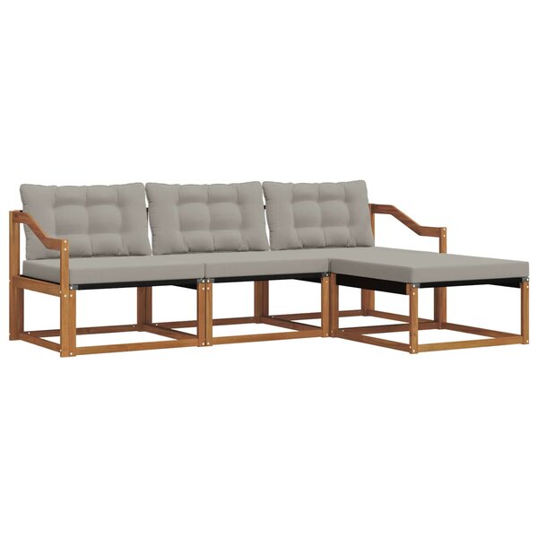 vidaXL Ensemble de canapés d'extérieur 4 pc Naturel et gris clair