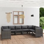 vidaXL Salon de jardin 9 Pièces avec coussins Résine tressée Gris