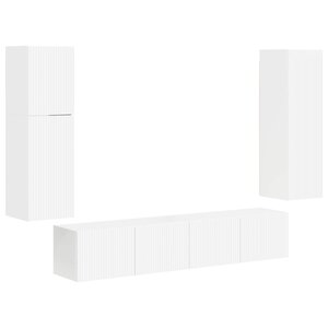 vidaXL Ensemble meuble TV 4 Pièces Blanc brillant Bois d'ingénierie