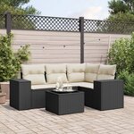 vidaXL Salon de jardin 5 Pièces avec coussins noir résine tressée