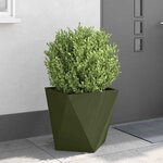 vidaXL Jardinière 2 Pièces Vert olive 50 x 50 x 50 cm Acier