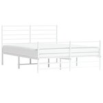 vidaXL Cadre de lit métal sans matelas et pied de lit blanc 160x200 cm